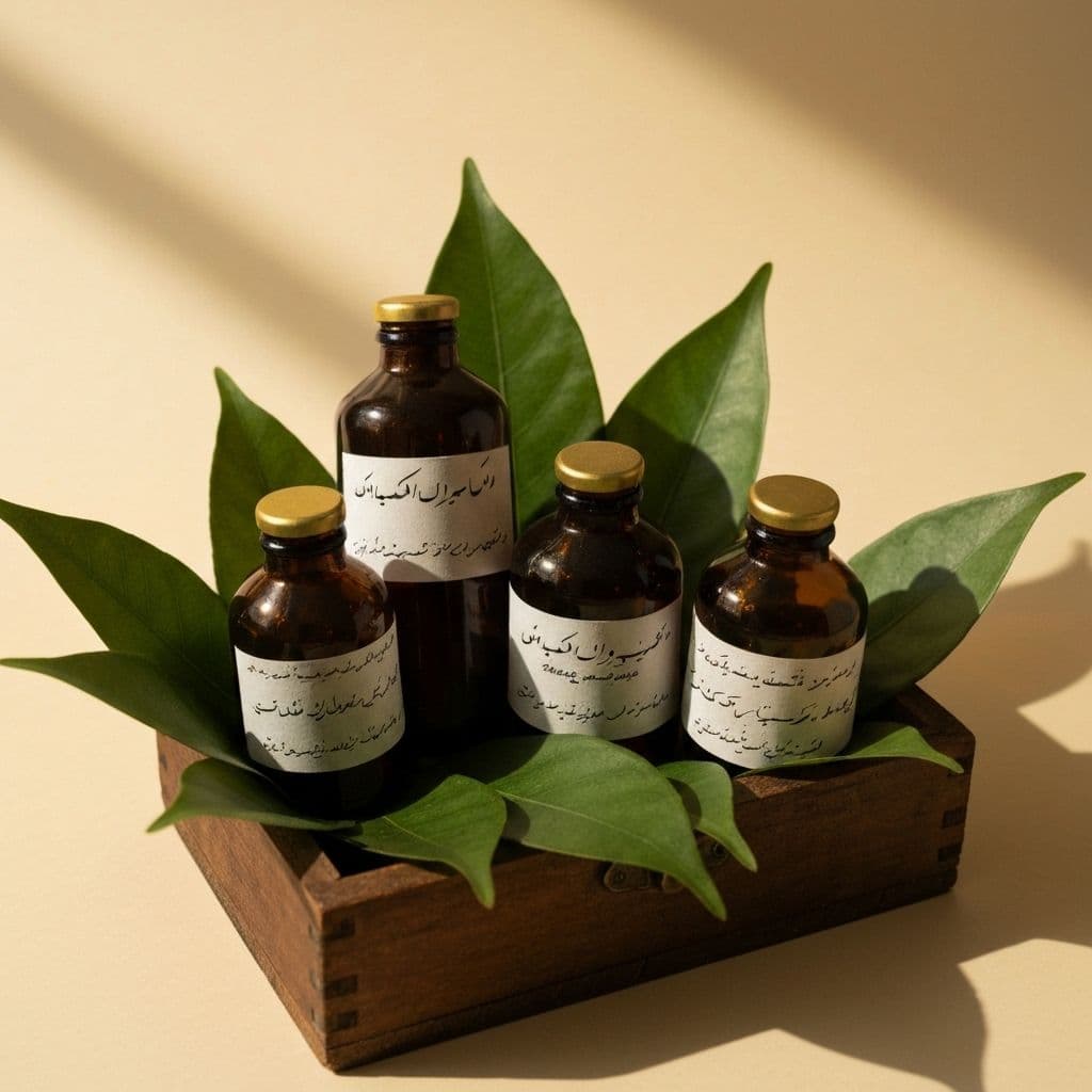 Unani herbal medicines and bottles