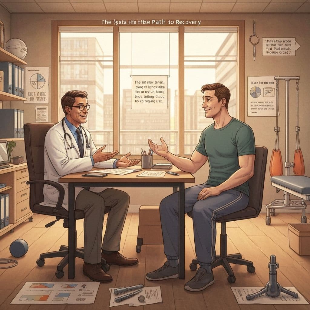 Doctor consulting paralysis patient